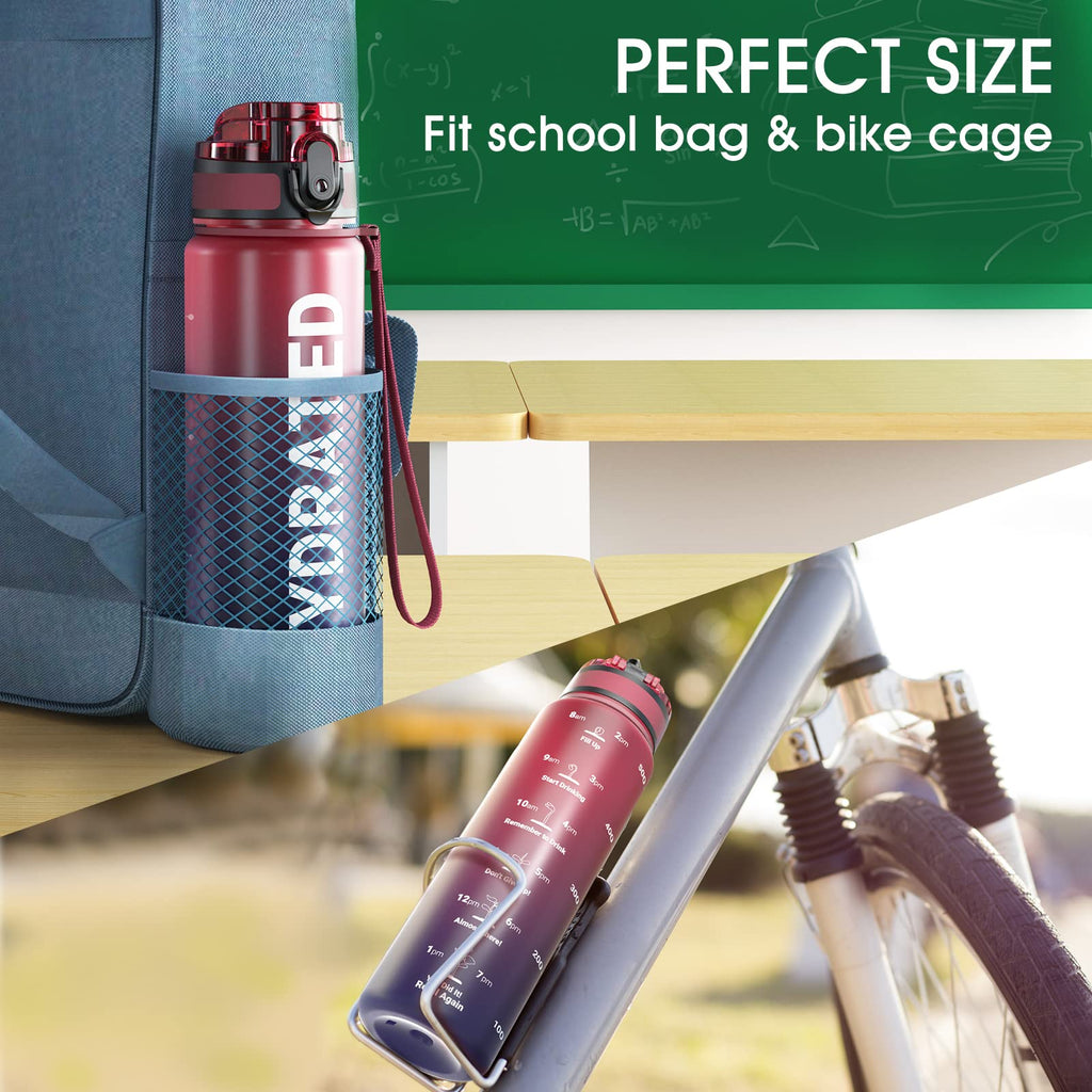 Sahara Sailor Water Bottle 1L, Leakproof Tritan Bottle with Time Marker