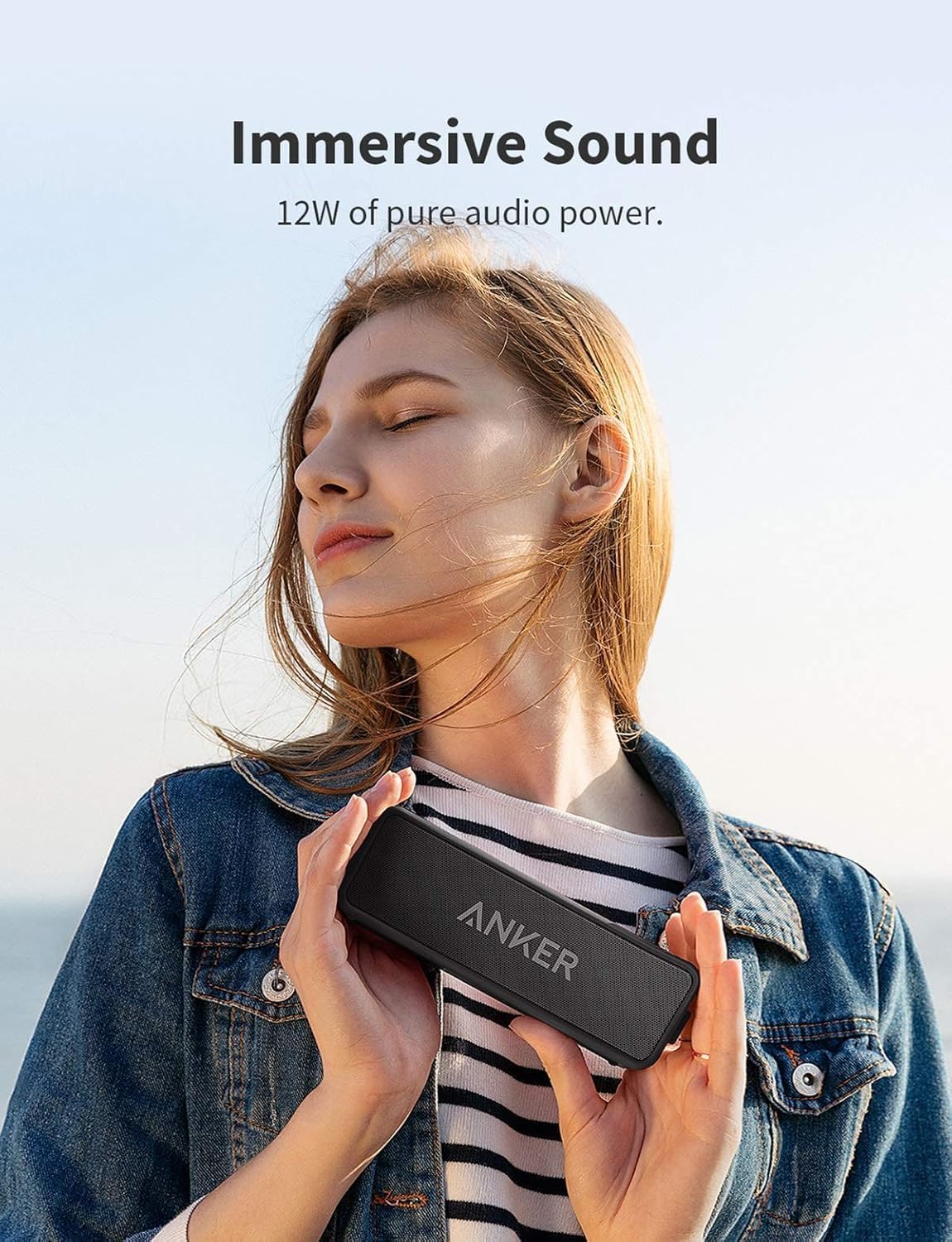 Anker soundcore 2 Portable Bluetooth Speaker, 24-Hour Playtime, IPX7