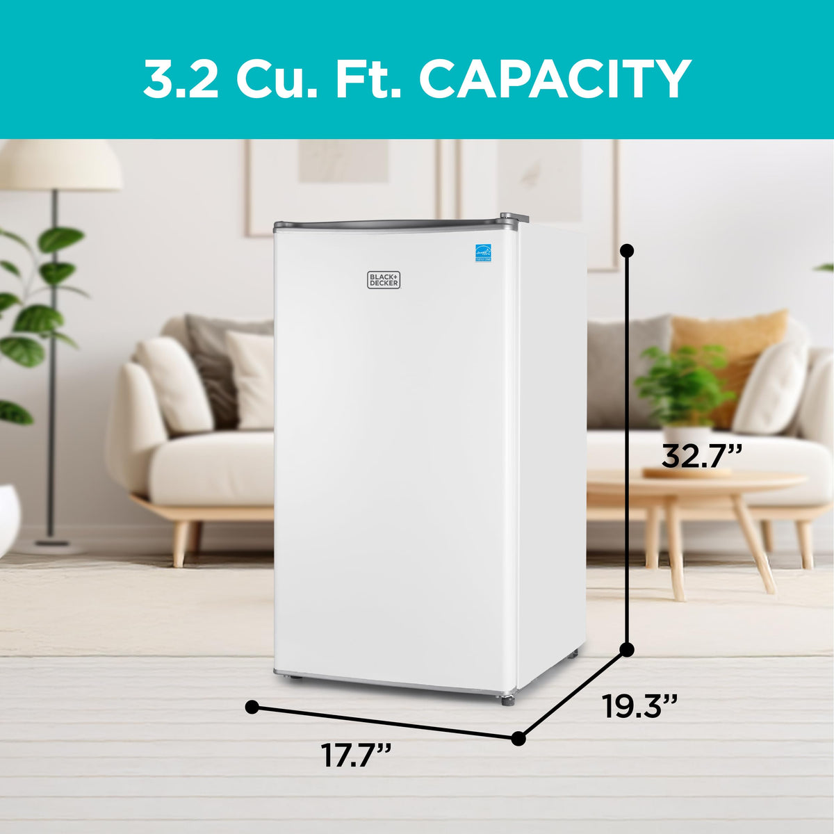 BLACK+DECKER 2.5 Cu. Ft. Compact Refrigerator, BCRK25V, Stainless Look