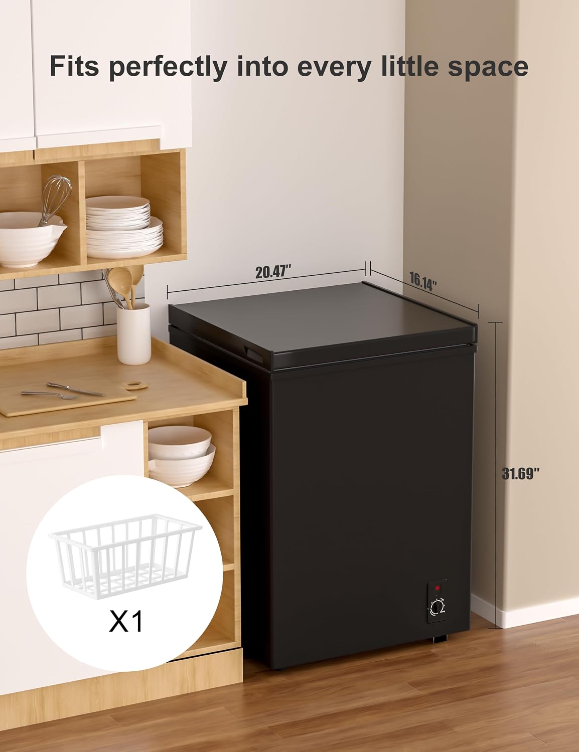7.0 Cu Ft Chest Freezer - Energy Saving Quiet Top Open Door Mini Freezer Adjustable 6 Thermostat - Compact Small Deep Freezer w/Removable Basket and Defrost Water Drain for Home/Apartment/Garage