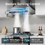 Range Hood 30 Inch, 900 CFM Wall Mount Range Hood with Voice, Gesture & Touch Control, Stainless Steel Kitchen Vent Hood with 4-Speed Fan, Adjustable LED Lights, Ducted/Ductless Convertible
