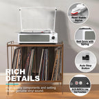 Seasonlife® Retro Vinyl Record Player with Stereo Speakers,Walnut Brown