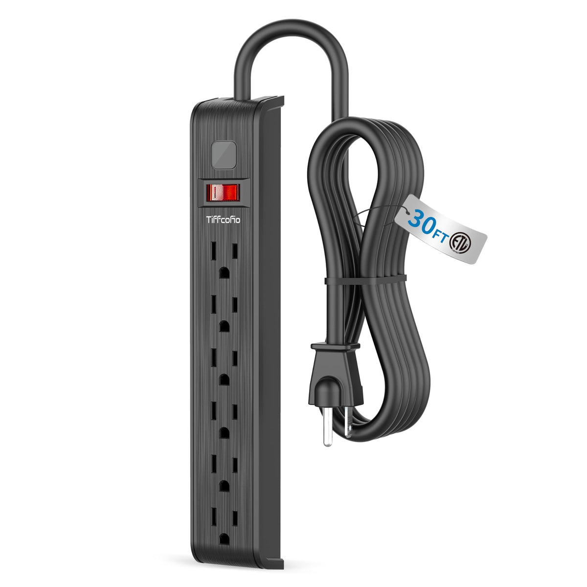 Power Strip Surge Protector, 6 Feet Extension Cord, 600 Joules Surge Protection, Multiple Protection 6 Outlet Strip, ETL Listed 1 Pack