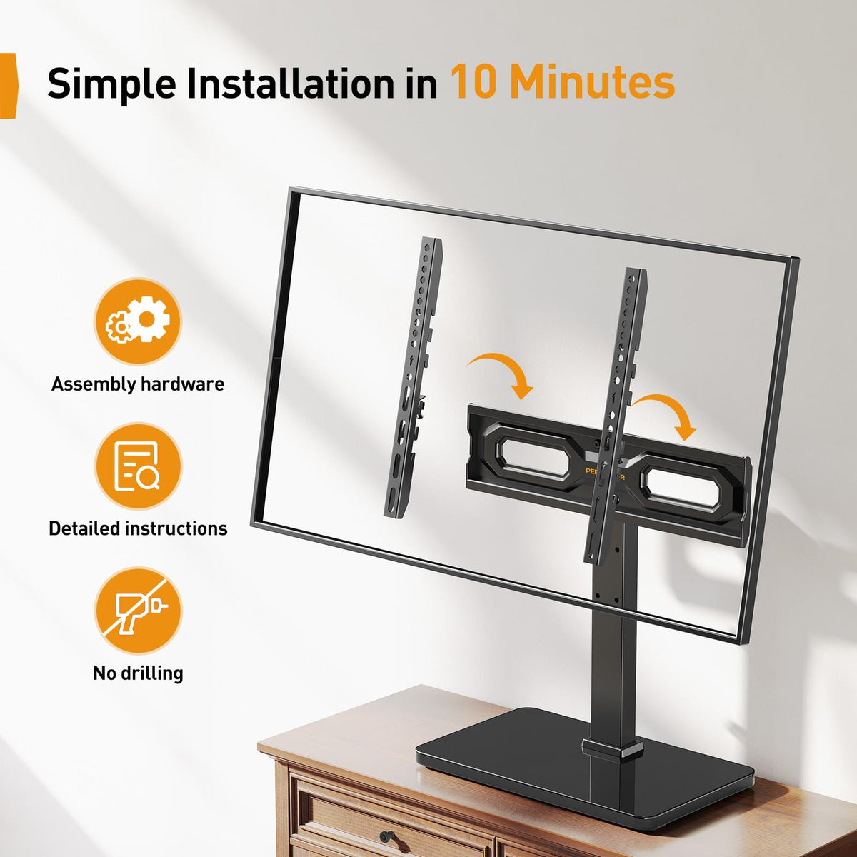 Perlegear Universal Swivel TV Stand Base for 32–70 inch TVs to 99lbs