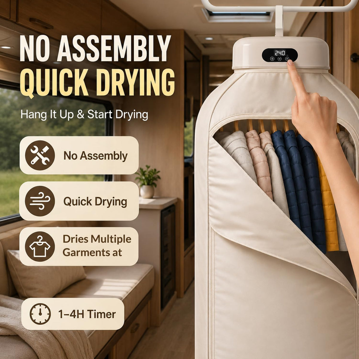 Portable Clothes Dryer - 700w Compact Dryer for Travel, Apartment