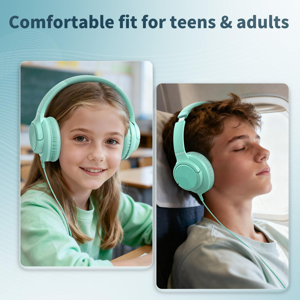 Botesty Sound Headphones Wired with Mic for School, 3.5mm Plug in, Purple