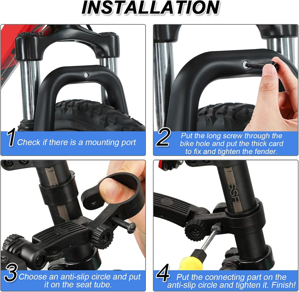 Bike Mudguard Set, Portable Adjustable Road Mountain Bike Bicycle Cycling Tires Front and Rear Mud Guard Fenders for MTB Mountain Road Bike