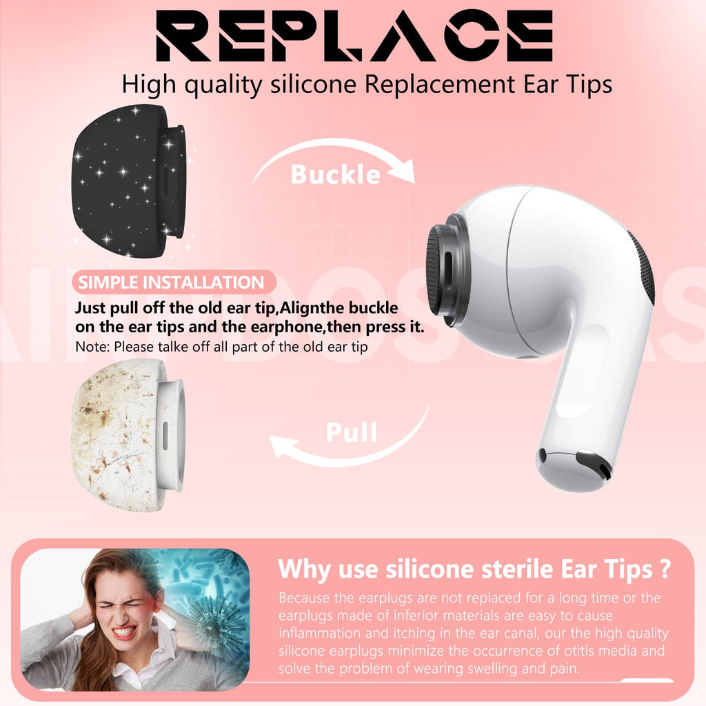 Inesore 4 Pairs Replacement Ear Tips for AirPods Pro 2nd/1st (White)