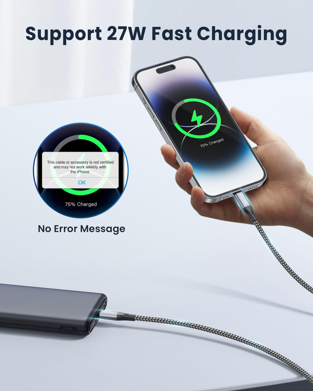 RAVIAD Short USB C Lightning Cable 30CM MFi Certified iPhone Charger USB C