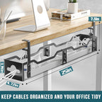 Under Desk Cable Management Tray 2 Pack, No Drill Cable Organizer With Clamp for Standing Desk, Easy to Install Cord Management System, No Damage Wire Organizer