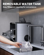Silonn Ice Maker Countertop, 9 Cubes Ready in 6 Mins, 26lbs in 24Hrs, Self-Cleaning Ice Machine with Ice Scoop and Basket, 2 Sizes of Bullet Ice for Home Kitchen Office Bar Party
