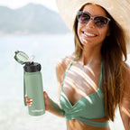 GOPPUS 600ml/20oz Stainless Water Bottle with Straw Double Wall Insulated Bottles with Strap One Hand Open Vacuum Thermal Flask with Flip Top Lid Leakproof Keep Cold Drinks BPA Free