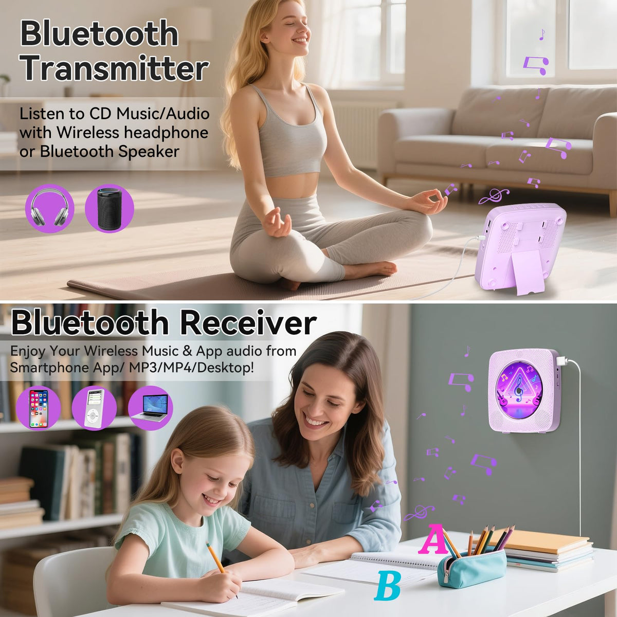 CD Player Portable: Kegaudio CD Players for Home with Speakers Bluetooth