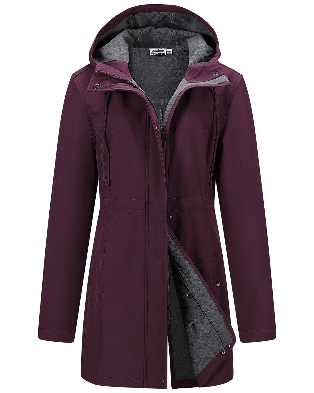 Outdoor Ventures Womens Waterproof Softshell Jacket Long Hooded Windbreaker