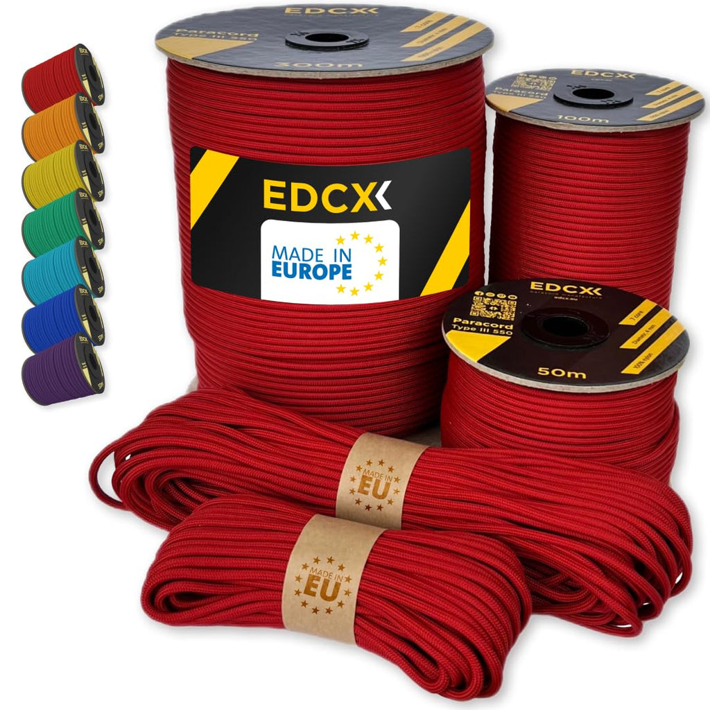 Paracord 550 4mm, 35+ Solid Colors (10m, 15m, 30m, 50m, 100m, 300m)