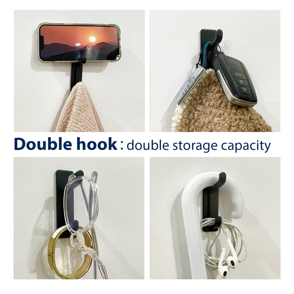 pickpiff Self Adhesive Hook, 6KG Extra Sticky and Strong, Black 4 Pack