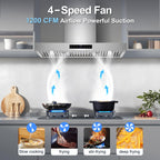 42 inch Range Hood Under Cabinet 1200 CFM Stainless Steel Stove Vent Hoods