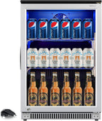 Weili 20 Inch Under Counter Beverage Refrigerator with Glass Door, 120 Can
