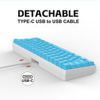 Snpurdiri 60% Wired Mechanical Gaming Keyboard, Ice Blue LED Backlit 61 Keys Mini Wired Office Keyboard for Windows Laptop PC Mac (Black-White, Red Switches)