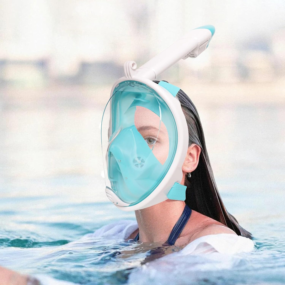Jsdoin Snorkel Mask Full Face,180°view Design - Anti-fog, Anti-leak Technology - Sports Camera Compatible - for a Safe Adults and Kids Snorkeling Experience