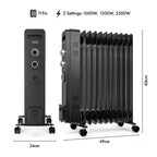VonHaus Oil Filled Radiator 11 Fins – 2500W, 3 Heat Settings, 24 Hour Timer