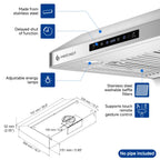 AMZCHEF 30" Under Cabinet Range Hood, 750CFM Stainless Steel Vent Hood