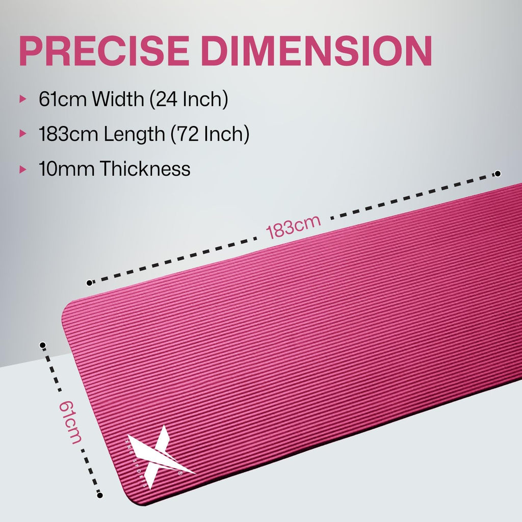 XN8 Sports Yoga Mat 10mm & 15mm Thick NBR Exercise Mat with Carry Strap