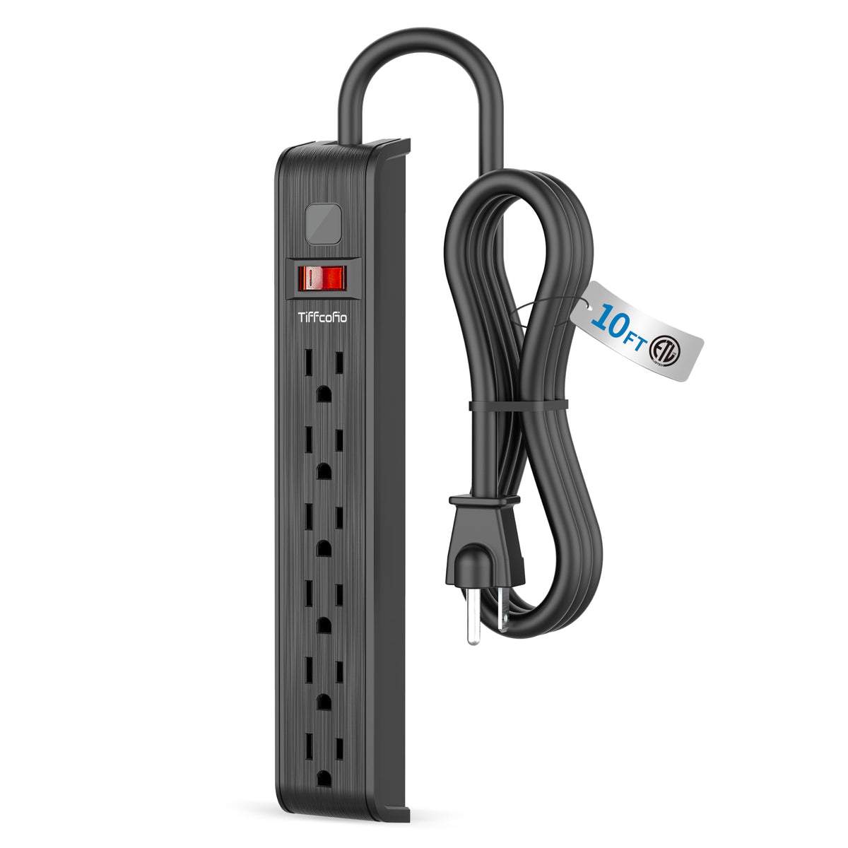 Power Strip Surge Protector, 6 Feet Extension Cord, 600 Joules Surge Protection, Multiple Protection 6 Outlet Strip, ETL Listed 1 Pack