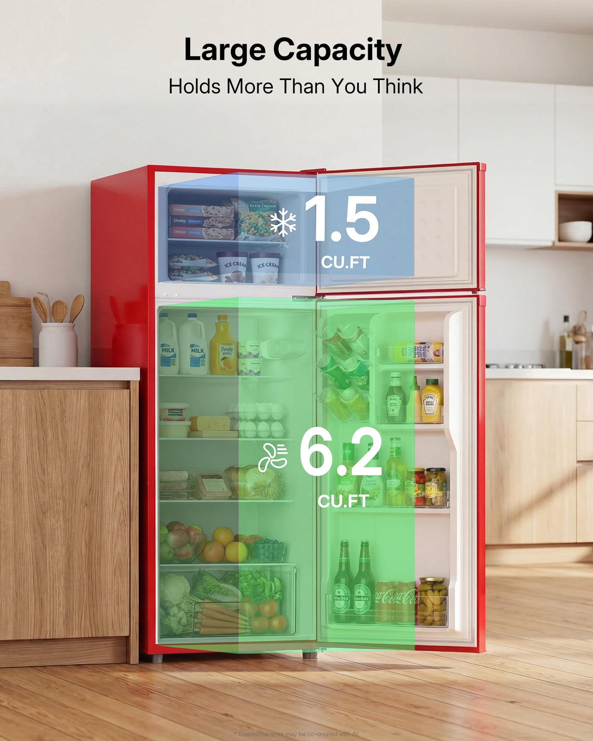Upstreman 7.7 Cu.Ft. Refrigerator with Freezer Double Door Fridge