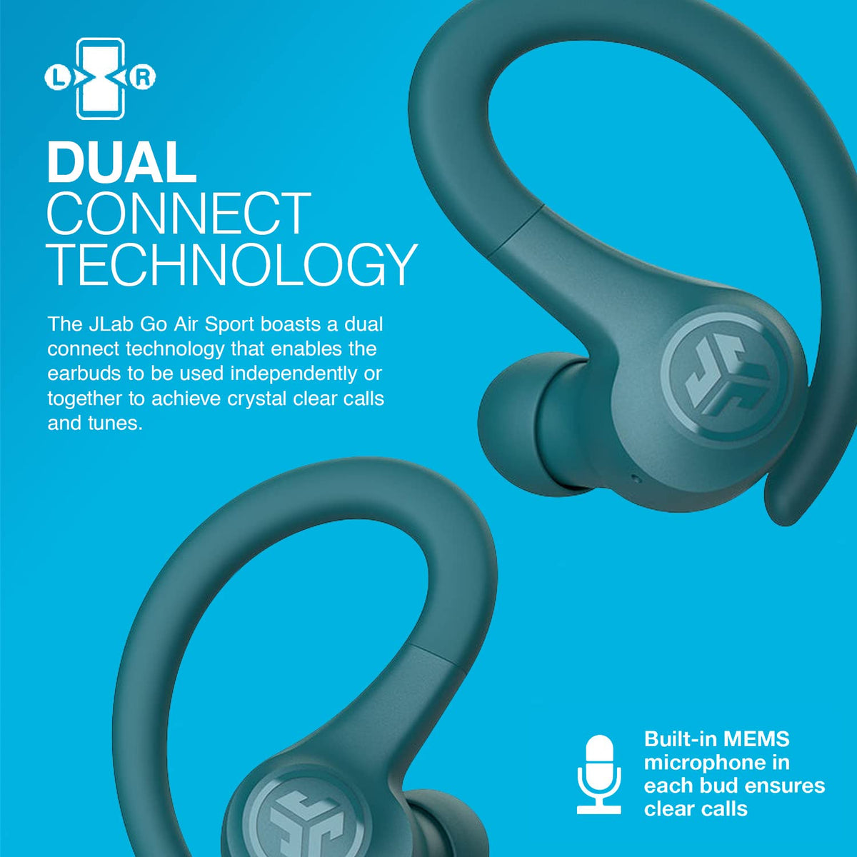 JLab, Go Sport+, True Wireless Workout Earbuds, Bluetooth Sport Earbuds, Clear Calling, Sand