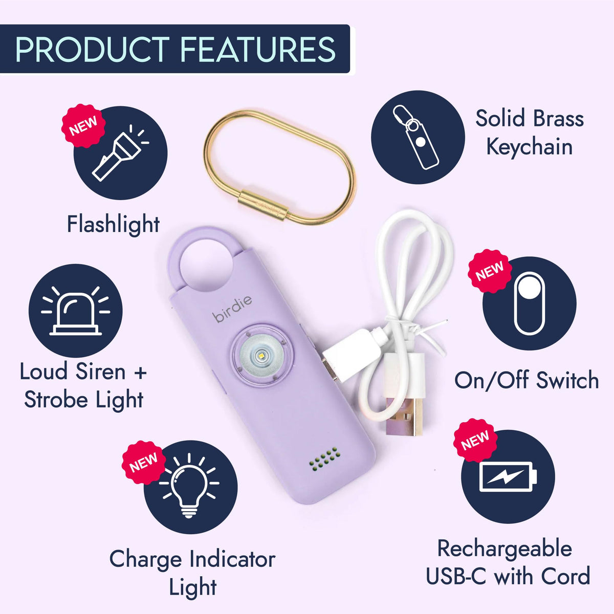 She’s Birdie 3.0 New Version – The Original Personal Safety Alarm for Women by Women–Loud Siren, Flash Light and Rechargeable Battery in a Variety of Colors (Coral Orange)