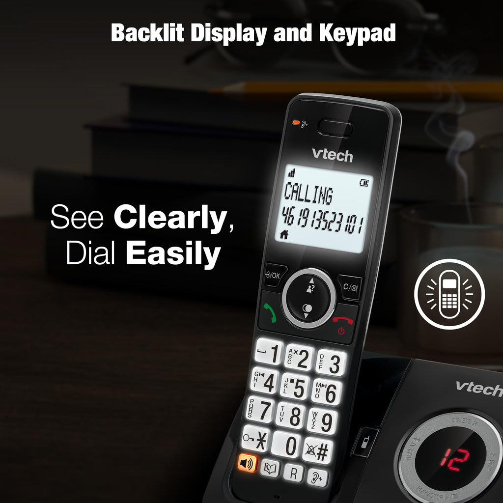 VTech EA5053 DECT Cordless Phone with Answering Machine,Nuisance Call Blocker, Volume Booster, Easy-to-Read Backlit Display, 18 Hours Talk-time, Handsfree Speakerphone, 4-Handset