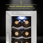 SCHMÉCKÉ 12 Bottle Compressor Wine Cooler Refrigerator w/Lock - Large Freestanding Wine Cellar For Red, White, Champagne or Sparkling Wine - 41f-64f Digital Temperature Control Fridge Stainless Steel