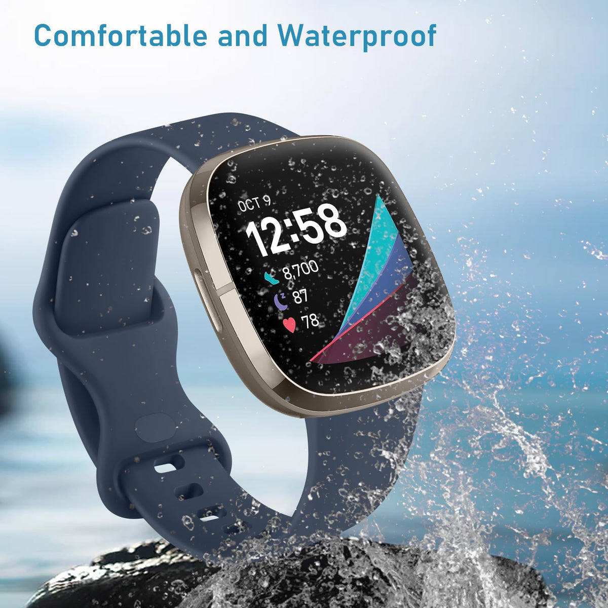 AK Straps for Fitbit Sense 2/Fitbit Sense/Fitbit Versa 4/Fitbit Versa 3 Straps for Women Men,Silicone Sport Classic Soft Replacement Straps Compatible with Fitbit Versa 3/Versa 4/Sense/Sense 2
