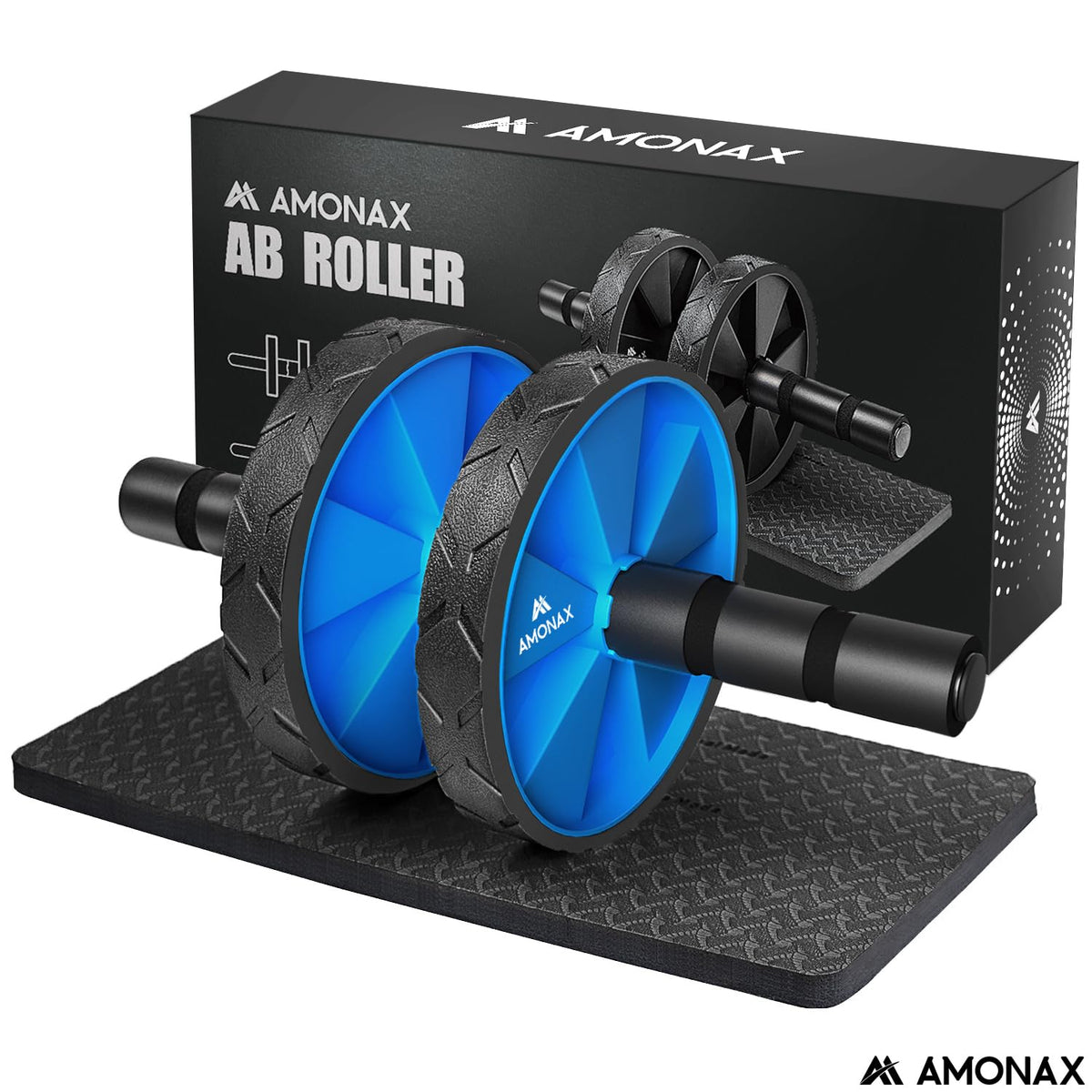 Amonax Convertible Ab Wheel Roller with Large Knee Mat for Core Abs Rollout