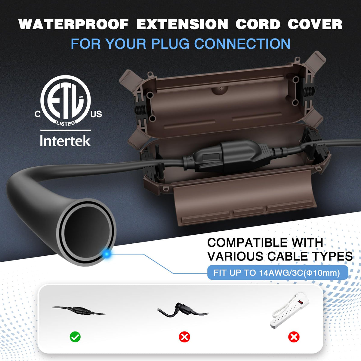 [3 Pack] Flemoon Outdoor Extension Cord Safety Cover with Waterproof Seal