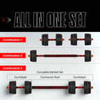 Straame 20KG Adjustable Dumbbell & Barbell Set, 2-in-1 Home Gym Weights Kit
