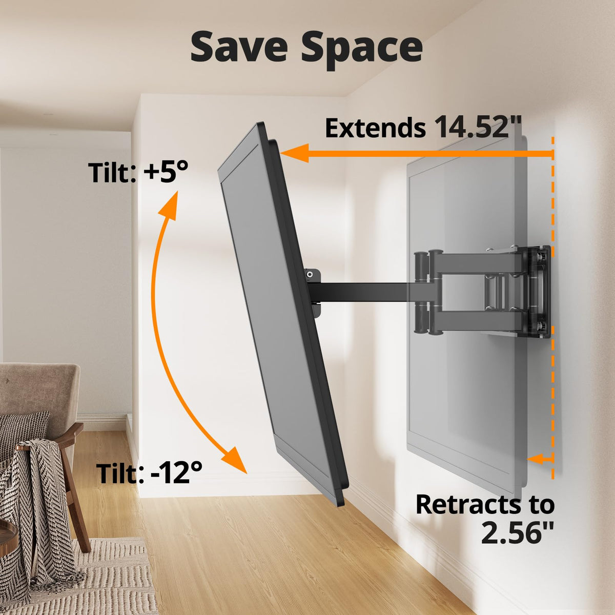 IWORKBOARD 55 65 75 85 inch Tilting TV Wall Mount for 32-90 '' TVs, Low Profile TV Mount Bracket, Safe Lock & Quick Release,Max VESA 600x400mm, 24 inch Studs,132 lbs, Fit Most 55+ 75+ 85+ 86 TVs