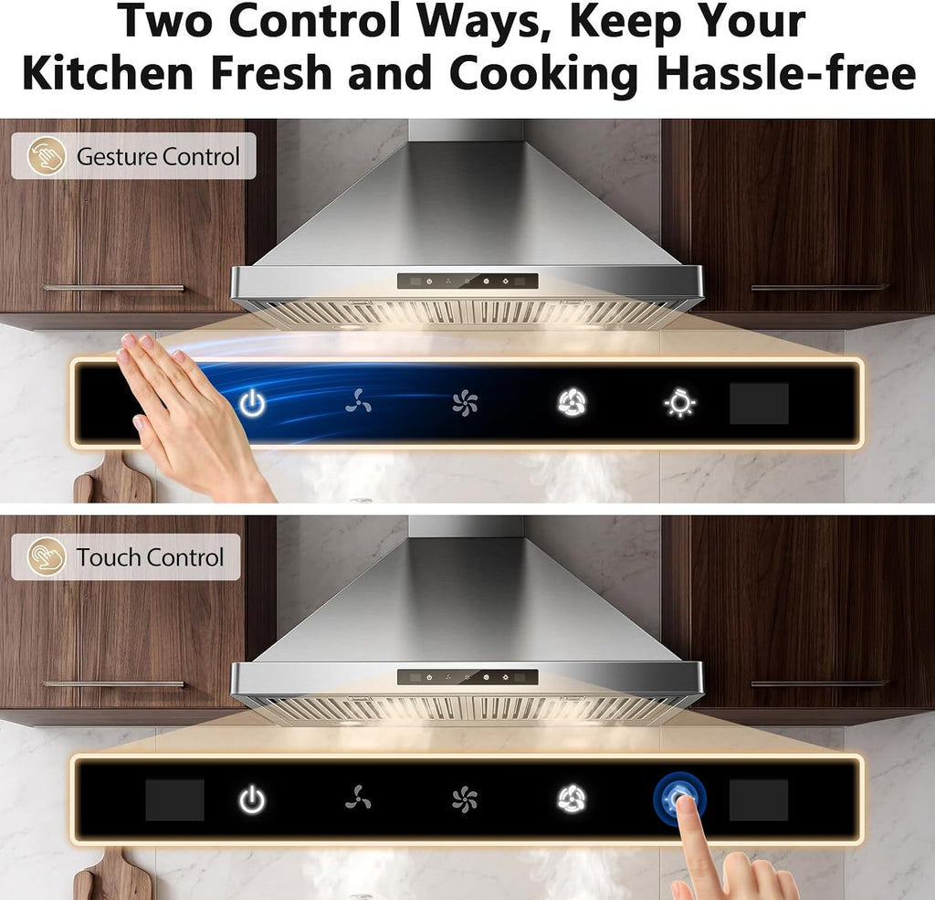 Wall Mount Range Hood 30 inch, 900 CFM Stainless Steel Kitchen Hood