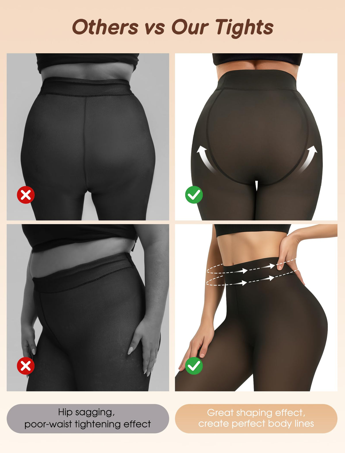 Lnmyic Fleece Lined Thermal Tights That Look Sheer Women Black & Brown