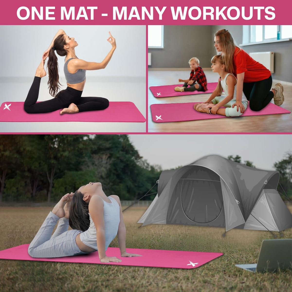 XN8 Sports Yoga Mat 10mm & 15mm Thick NBR Exercise Mat with Carry Strap
