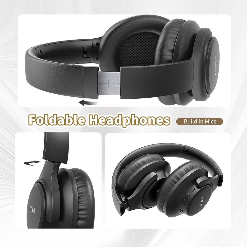 KVIDIO Bluetooth Headphones Wireless Over Ear Headsets 65H Playtime