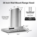 42 inch Range Hood Under Cabinet 1200 CFM Stainless Steel Stove Vent Hoods