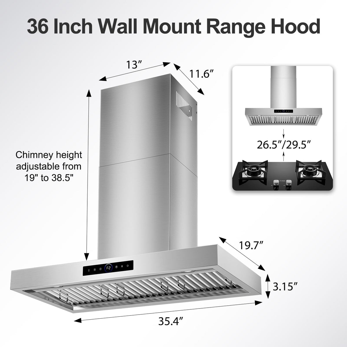 42 inch Range Hood Under Cabinet 1200 CFM Stainless Steel Stove Vent Hoods