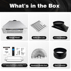 Range Hood Insert 30 inch,Stainless Steel Kitchen Vent Hood 600CFM,Built-in Kitchen Stove Hood w/Front Button Controls and Front LED Lights,Baffle Filters,Ducted/ductless Convertible Duct
