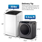 ROVSUN 25LBS Full-Automatic Washing Machine and 3.5CuFt Portable Clothes Dryer Set, Compact Laundry Washer and Dryer Combo Set with Stainless Steel Inner Tub, for Apartment, Dorms, Home