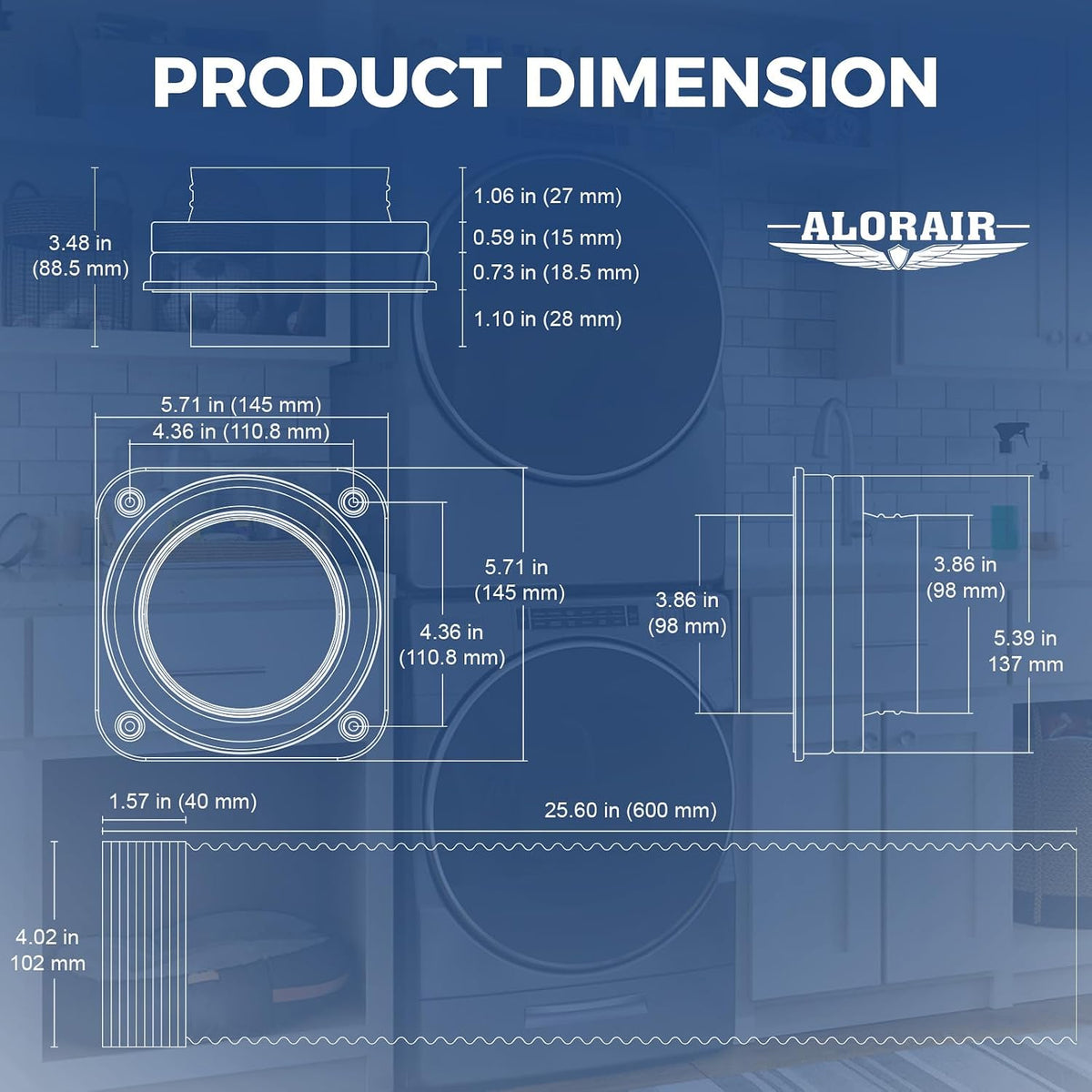 ALORAIR Magnetic Dryer Vent Connector Kit, 4-Inch Quick Connect, DV180