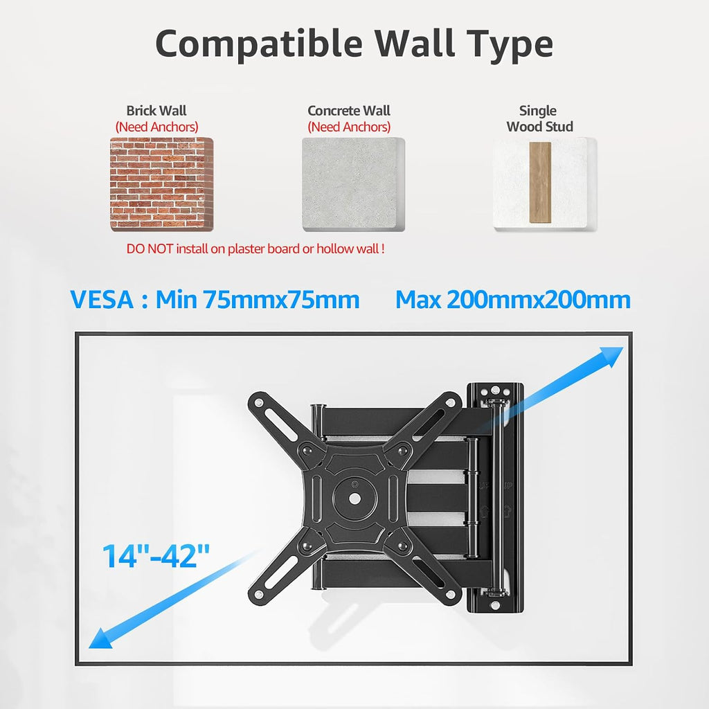 MOUNTUP 550 mm Long Arm TV Wall Bracket for 14–42 Inch TVs & Monitors