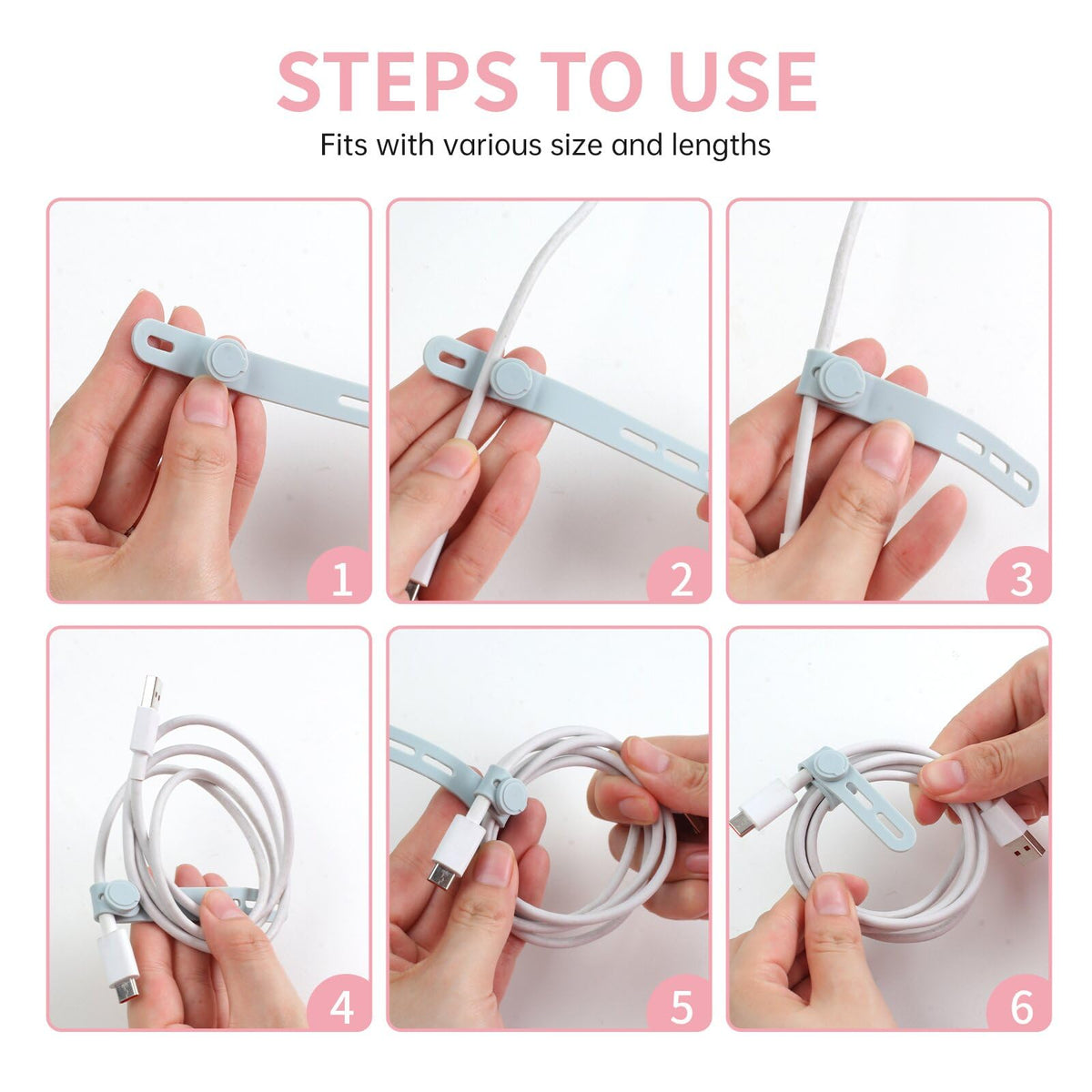 Oligei 25 Pcs Silicone Cable Ties, Cable Ties Reusable, High Elasticity Cord Wraps for Electrical Cords, Cord Organizer for Earphone, Phone Charger(Blue)