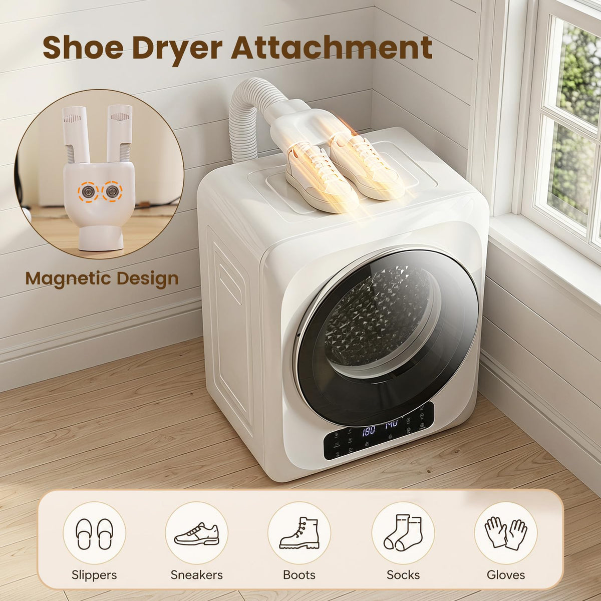 Auertech 3.6 CU. FT Clothes Dryer, Large Capacity Laundry Dryer with 12 Drying Modes & Stainless Steel Tub, Dryer Machine, Electric Dryer with LED Control for Busy Family Home, White